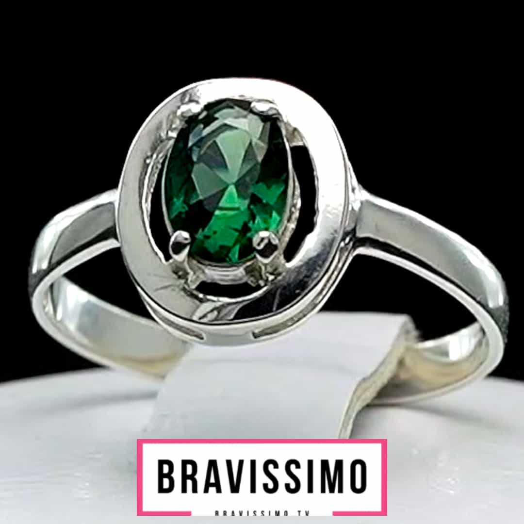 Серебряное кольцо с зелёным кварцем