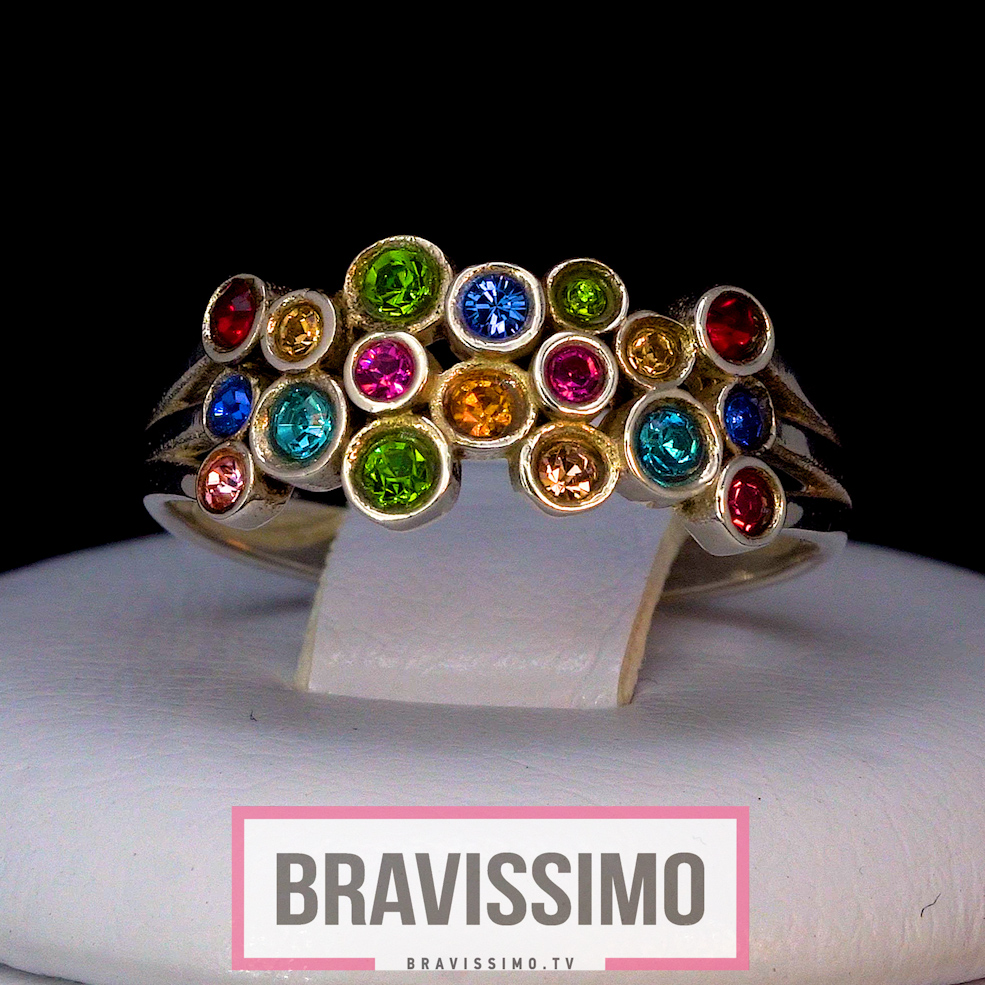 Серебряное кольцо с разноцветной шпинелью