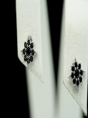 Серебряные серьги с черными бриллианитами