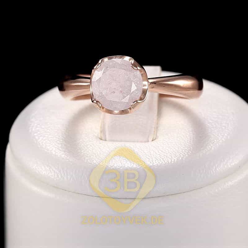 Серебряное кольцо с позолотой, кристаллизированным перламутровым бриллианитом и фианитами, покрытие 