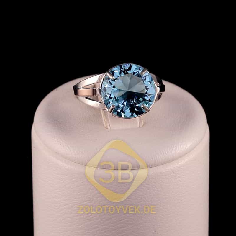 Серебряное кольцо с золотом и альпинитом London Blue