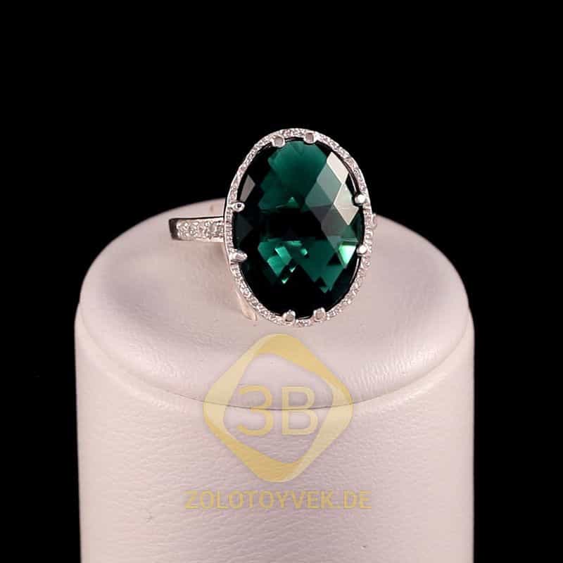 Серебряное кольцо с альпинитом Emerald и фианитами