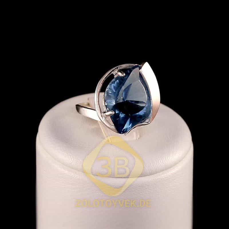 Серебряное кольцо с золотом и альпинитом «Королевский синий»