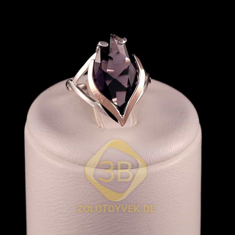 Серебряное кольцо с золотом и альпинитом Lavender