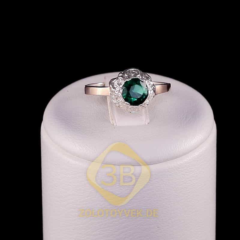 Серебряное кольцо с золотом и альпинитом Emerald