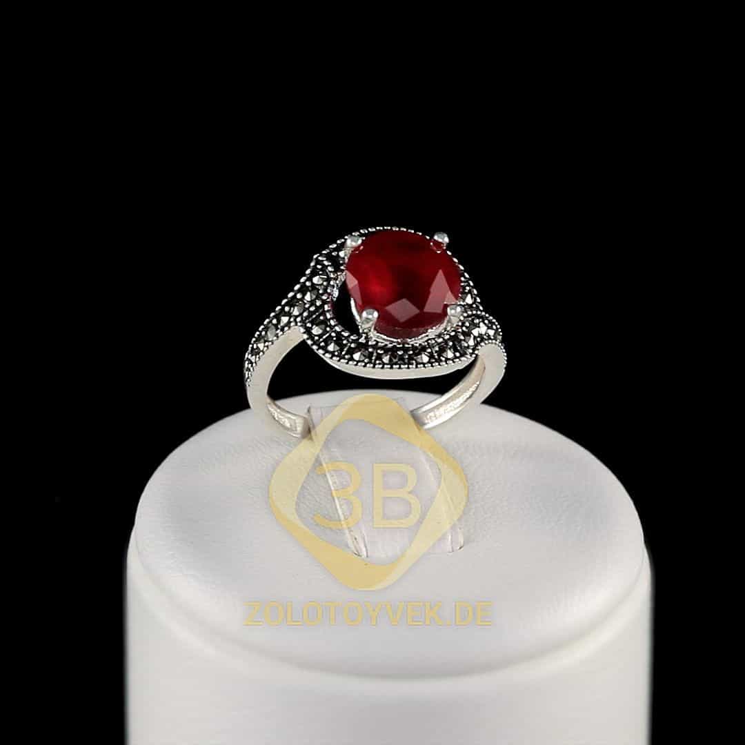 Серебряное кольцо с рубином и шпинелью