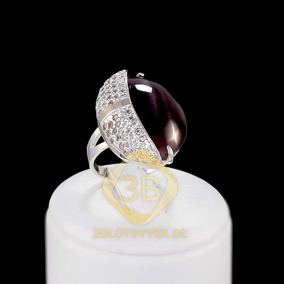 Серебряное кольцо с золотом, улекситом  и фианитами