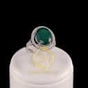 Серебряное кольцо с зеленым агатом и фианитами