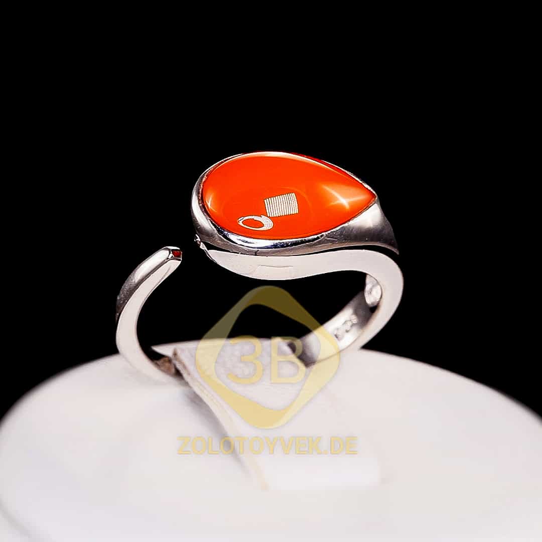Серебряное кольцо с кораллом, универсальный размер