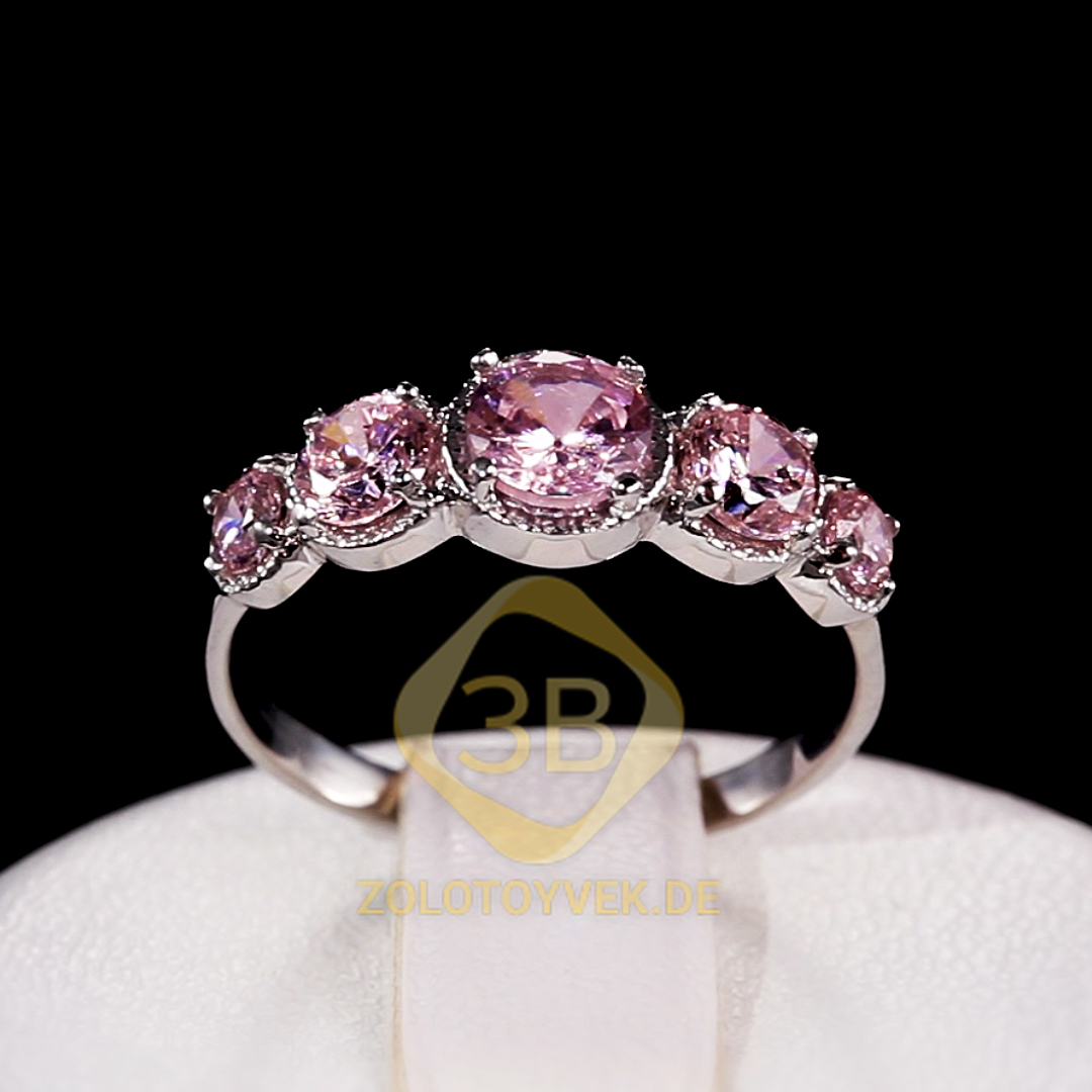 Серебряное кольцо с розовыми фианитами