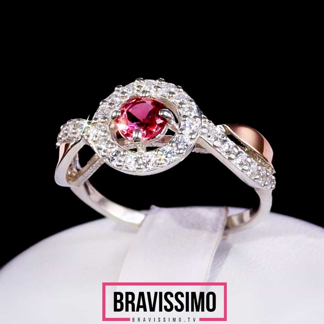 Серебряное кольцо с золотом и розовым топазом
