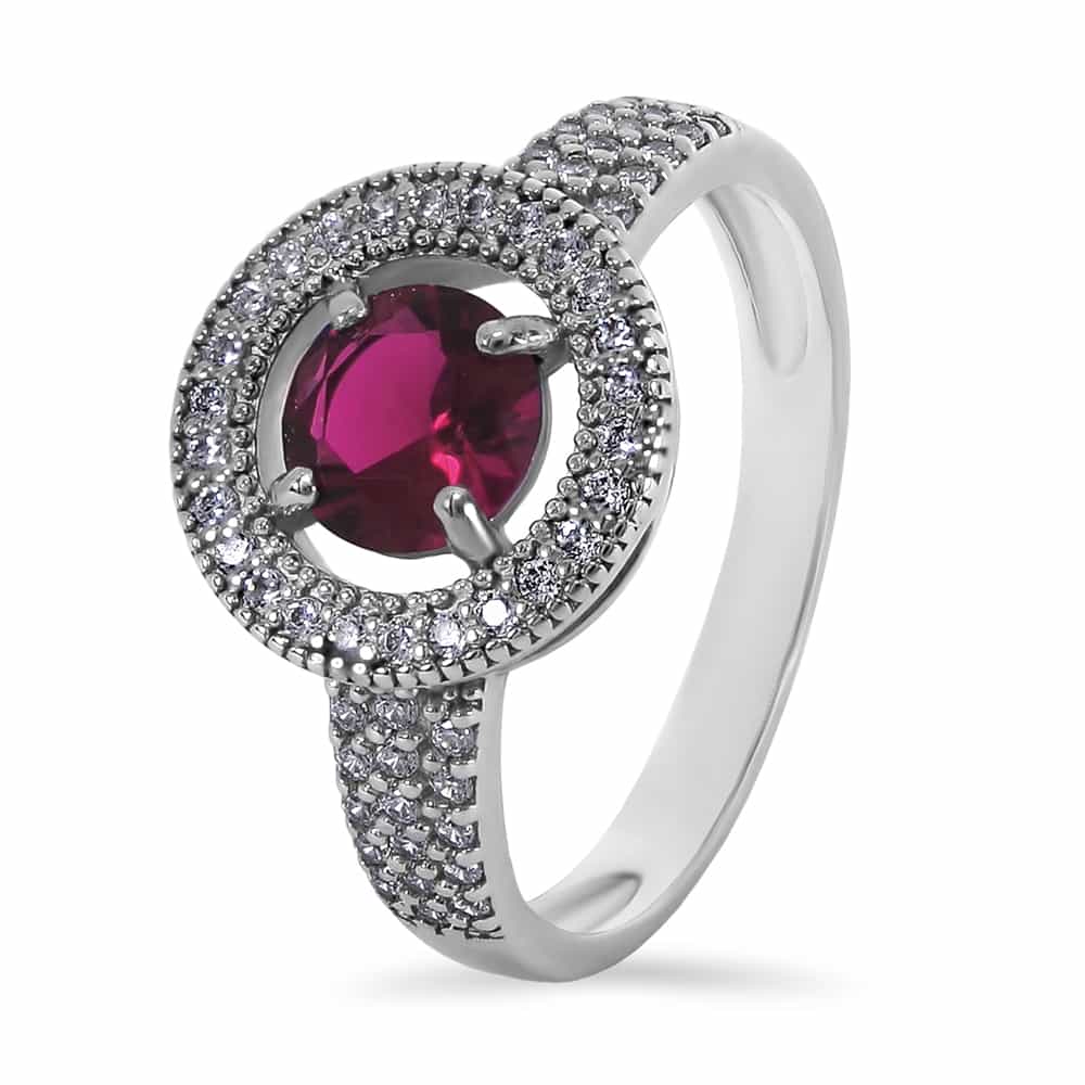 Серебряное кольцо с рубином и фианитами