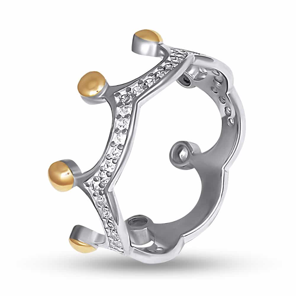 Серебряное кольцо с золотом и цирконом