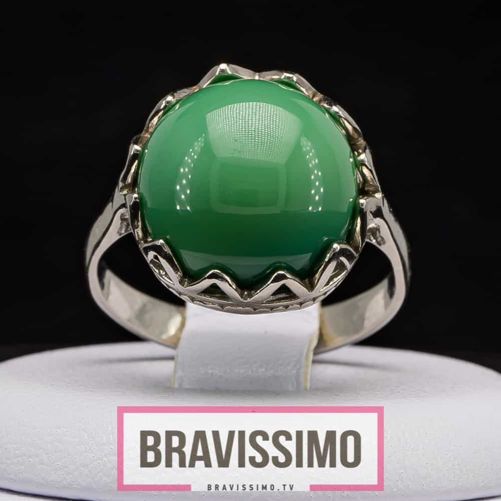 Серебряное кольцо с зелёной бирюзой