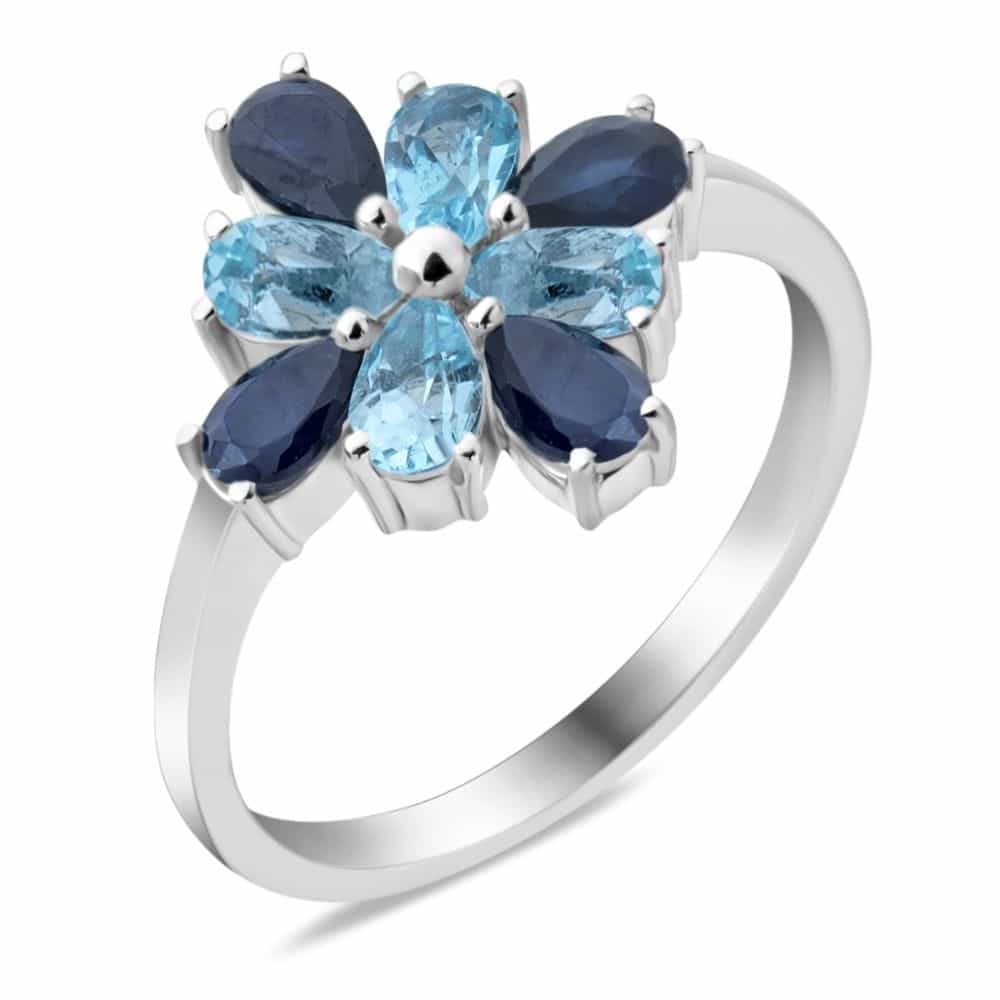 Серебряное кольцо с сапфиром и топазом Swiss Blue