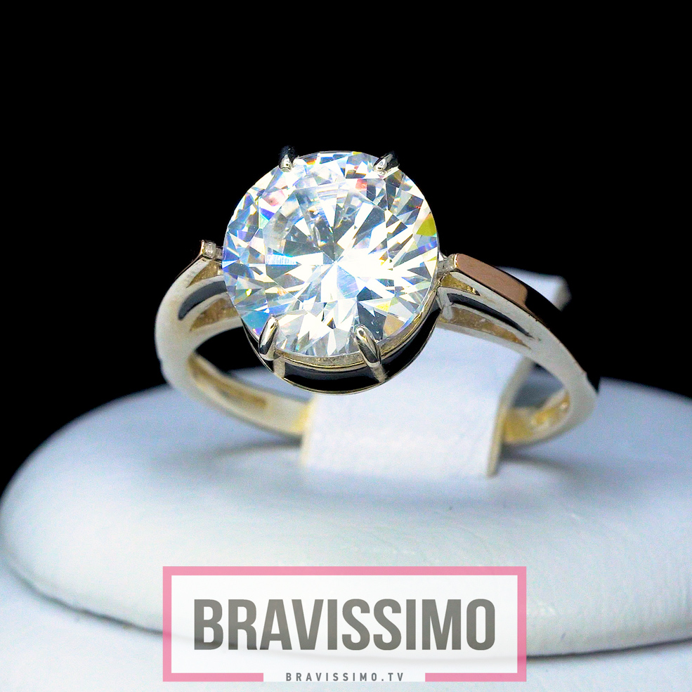 Серебряное кольцо с золотом, бриллианитом и чёрной эмалью