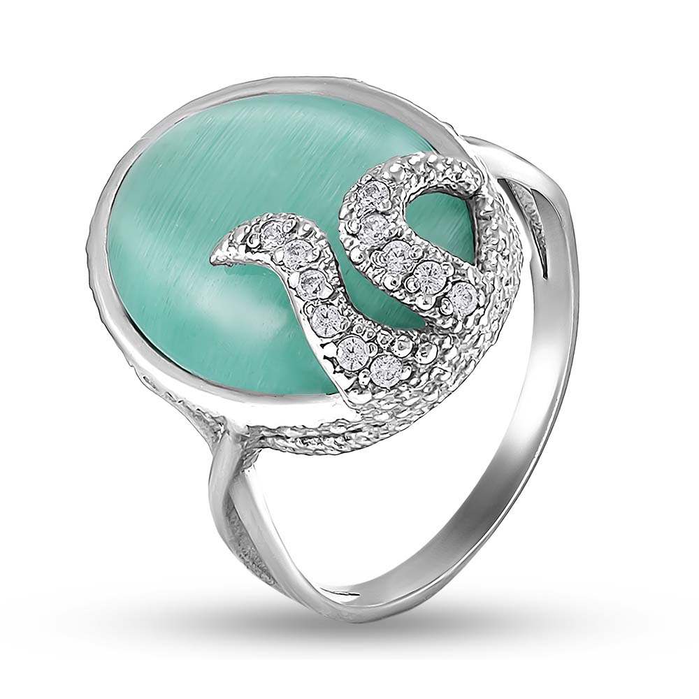 Серебряное кольцо с зеленым улекситом
