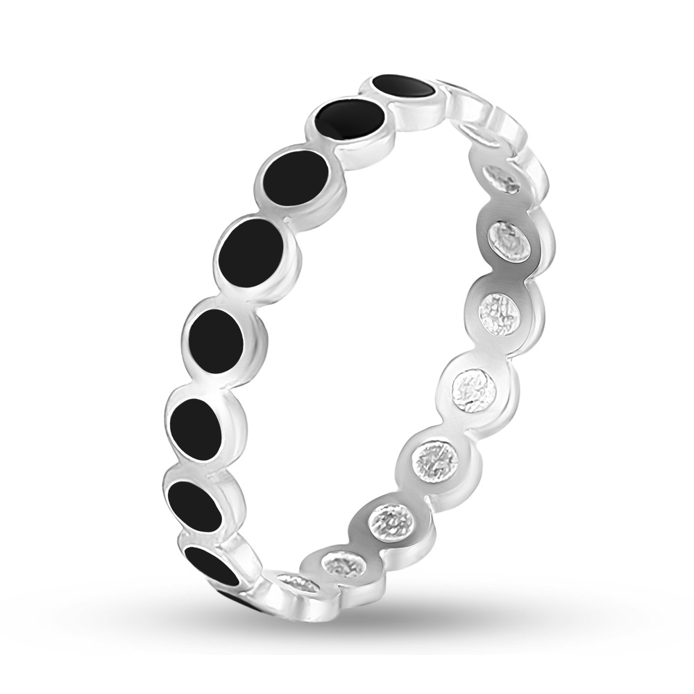 Серебряное кольцо с чёрной эмалью