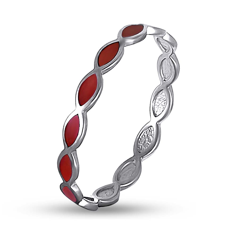 Серебряное кольцо с красной эмалью