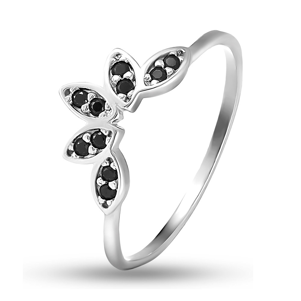 Серебряное кольцо с чёрными бриллианитами