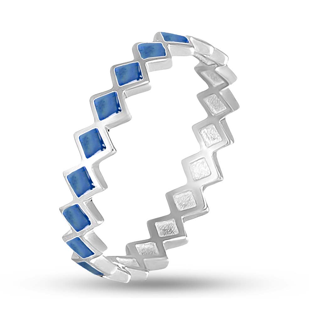 Серебряное кольцо с синим эмалью